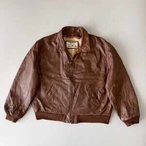 Chevignon Vintage 80s Brown Leather Jacket